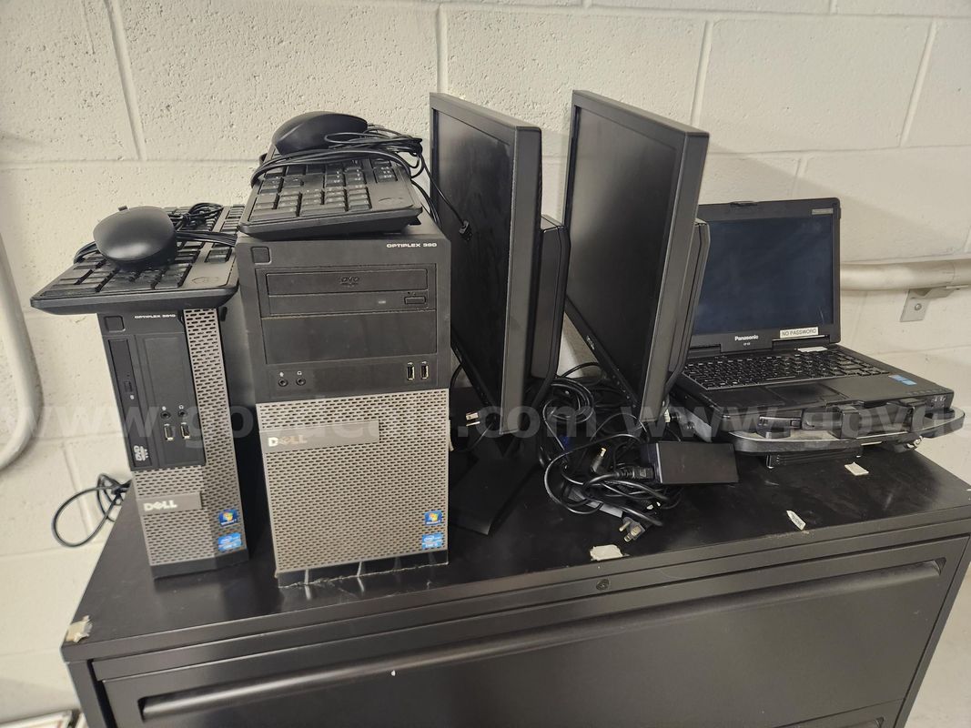 Lot of (1) Panasonic Toughbook Laptop & (2) Dell Desktop Computers with Monitors