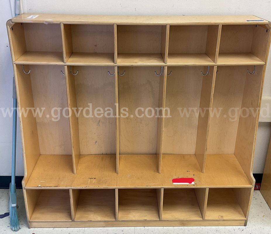 5-Section Wooden Coat Locker with Storage - Room A5 - #1