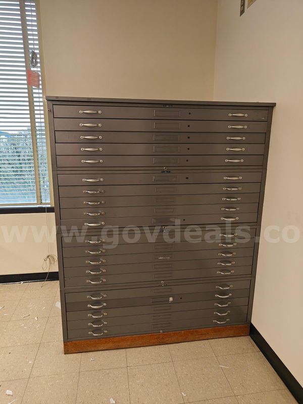 Lot of (4) Mayline Flat File Map Cabinet Sections 53-5/8" x 15-1/4" x 41"-3/8"