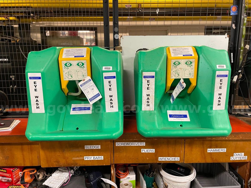 Lot of (2) "Safety Director" Gravity Fed Portable Eye-washing Stations