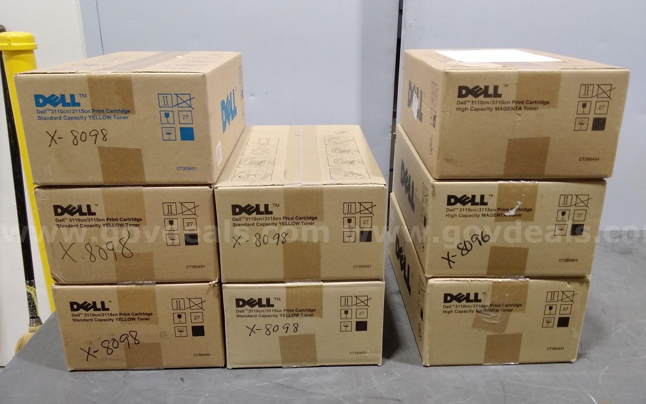 Lot of (8) Dell 3110cn/3115cn, printer cartridges. All New/Old stock.