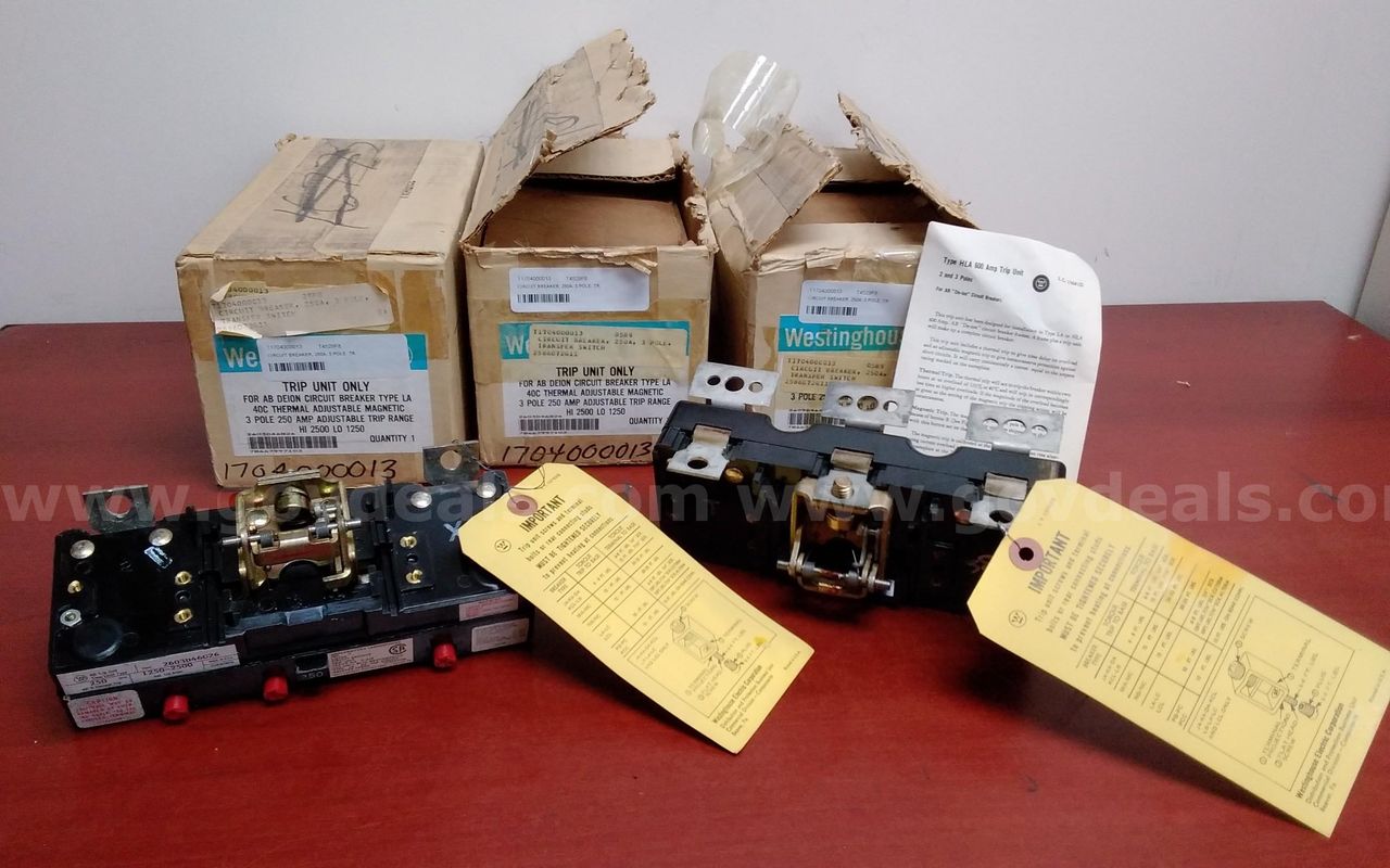 Lot of (3) Westinghouse 3Pole, 250AMP. Trip units/ brakers. New/Old stock