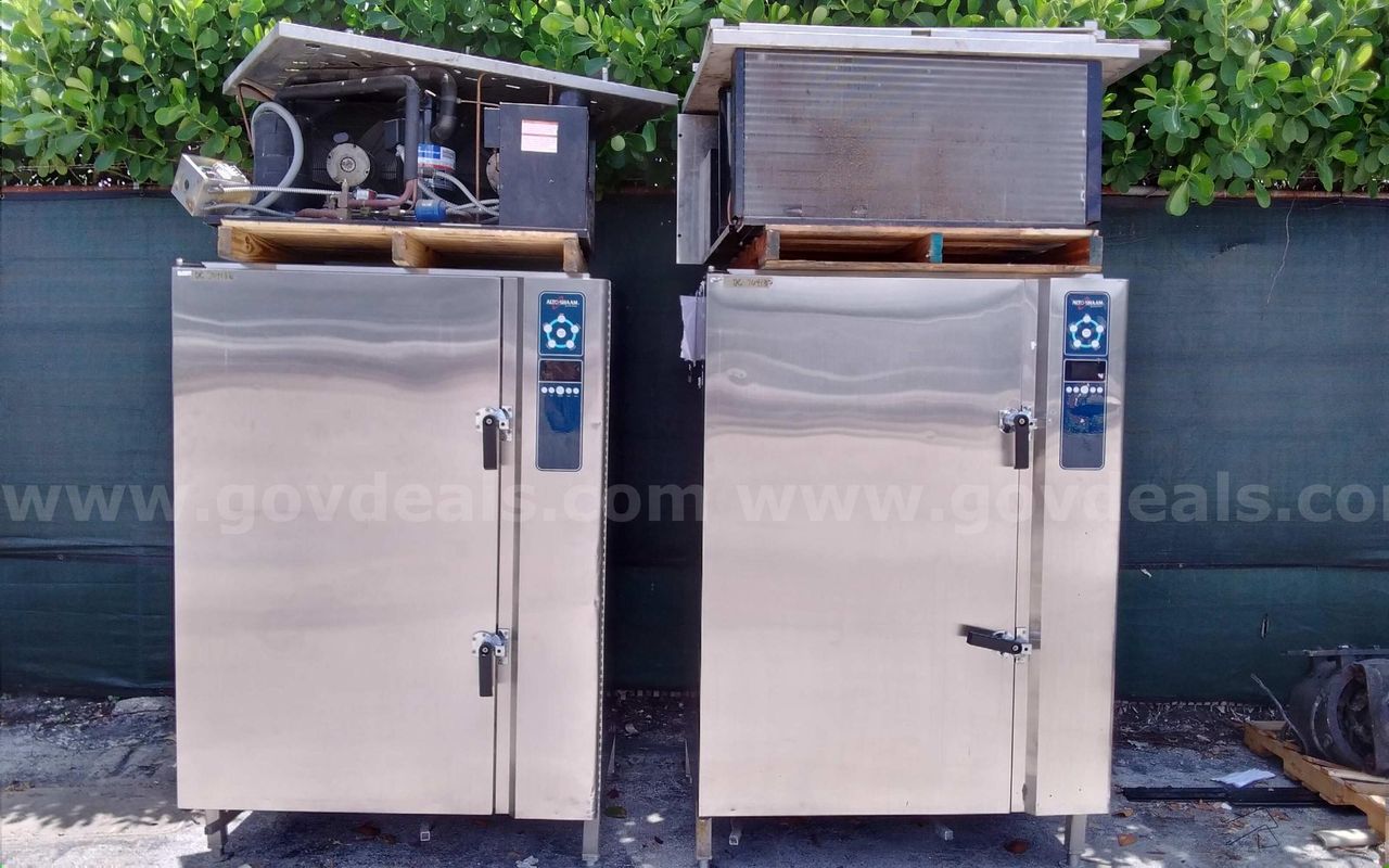 Lot of (2) Auto-Sham quick chillers, with Cospolich refrigerators. For parts or repair