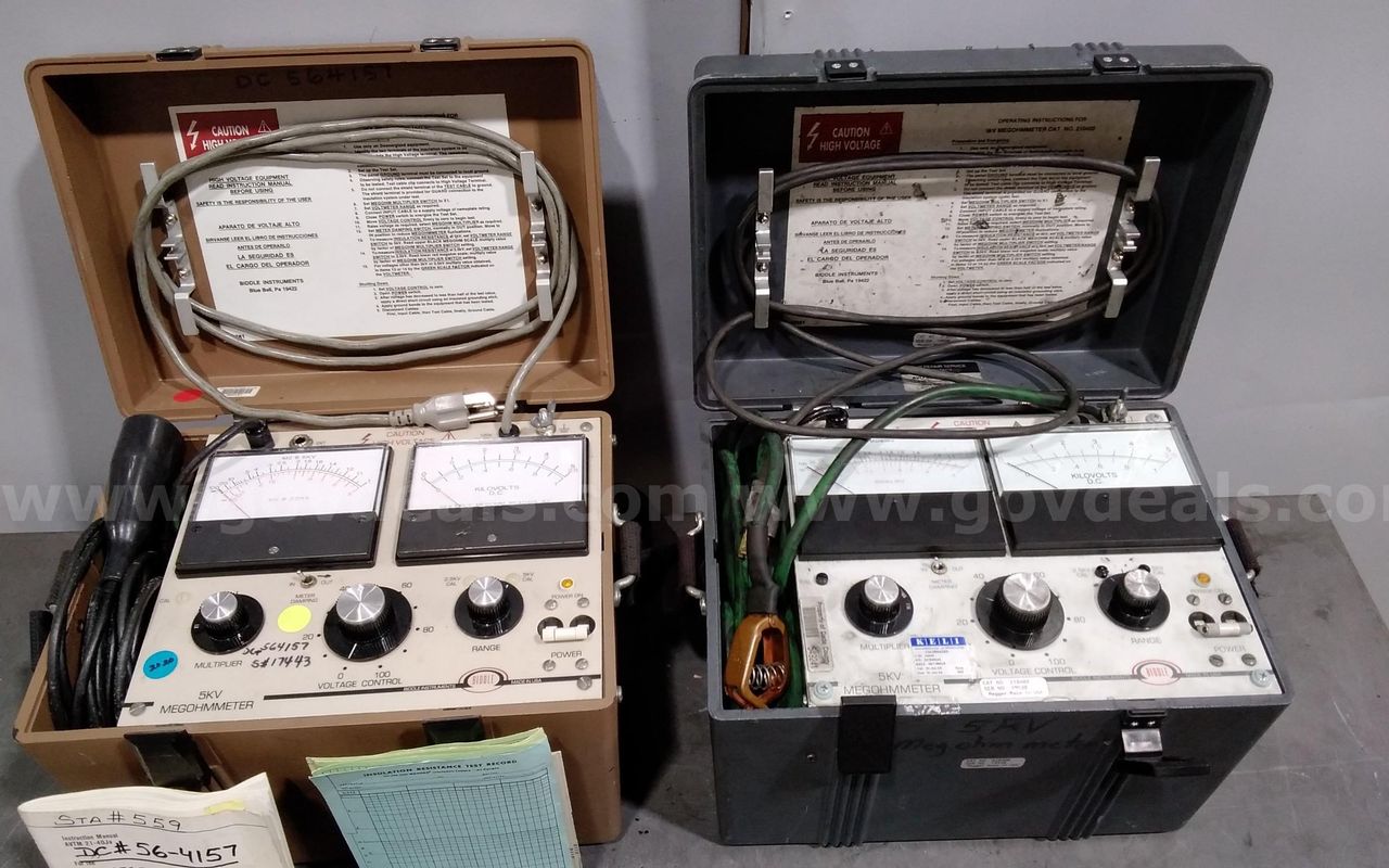 LOt of (2) Biddle 5KV Megohmmeter, For parts or repair. (1 of 12)