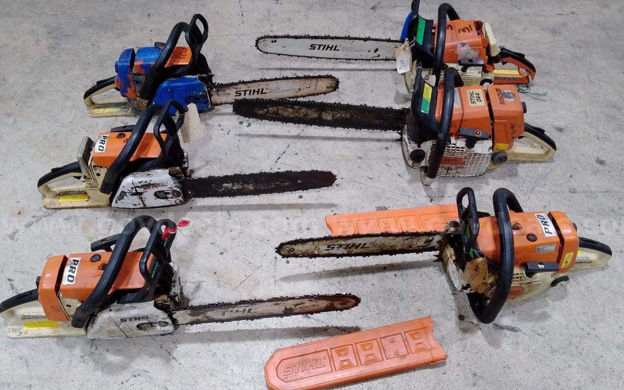 Lot of (6) Stihl chain saws. For parts or repair.