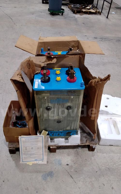 Lot of (2) Exide Lead-Acid Batteries 2GU-13. CAT No. 92279. New old stock.