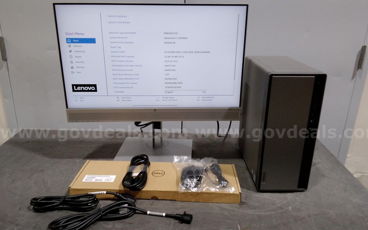 Lenovo i7 10th generation, IdeaCenter 5, computer with monitor.