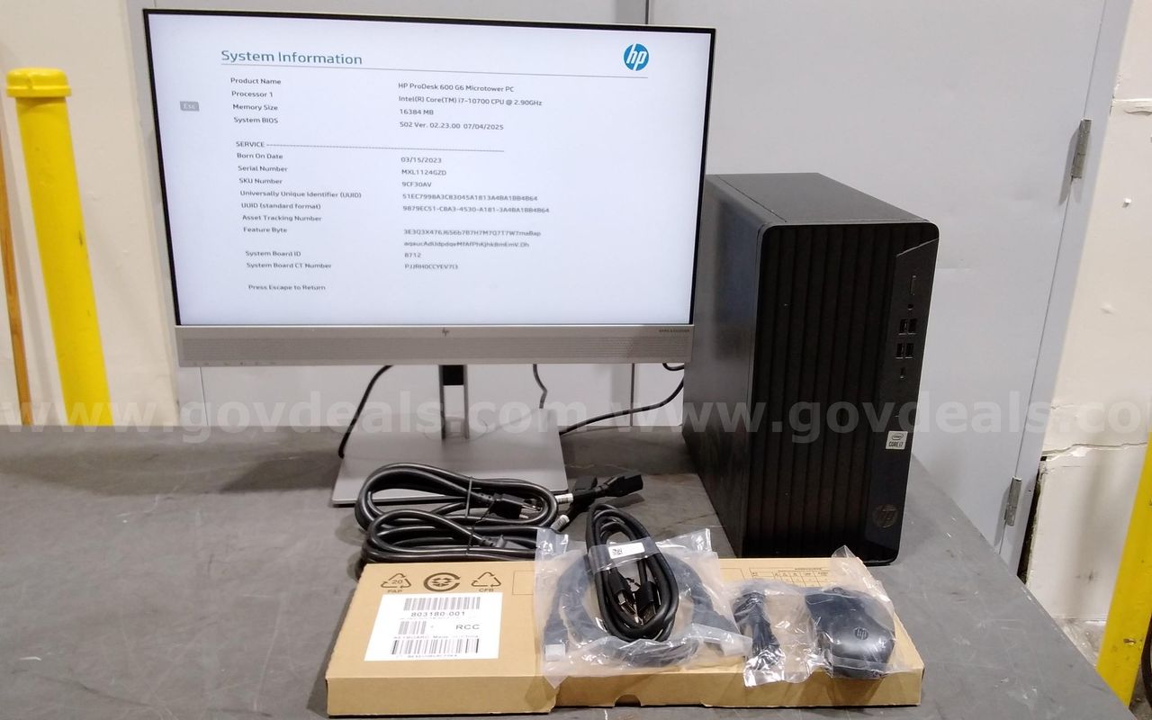 HP i7 10th Generation, Prodesk 600 G6 micro tower. With monitor, mouse, and keyboard.