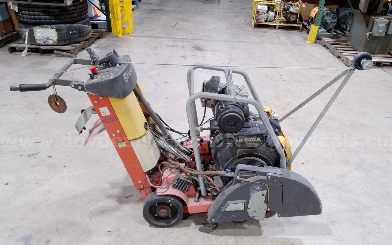 Husqvarna FS520 walk behind flat saw, powered by a Honda GX630 gasoline engine, with electric start..
