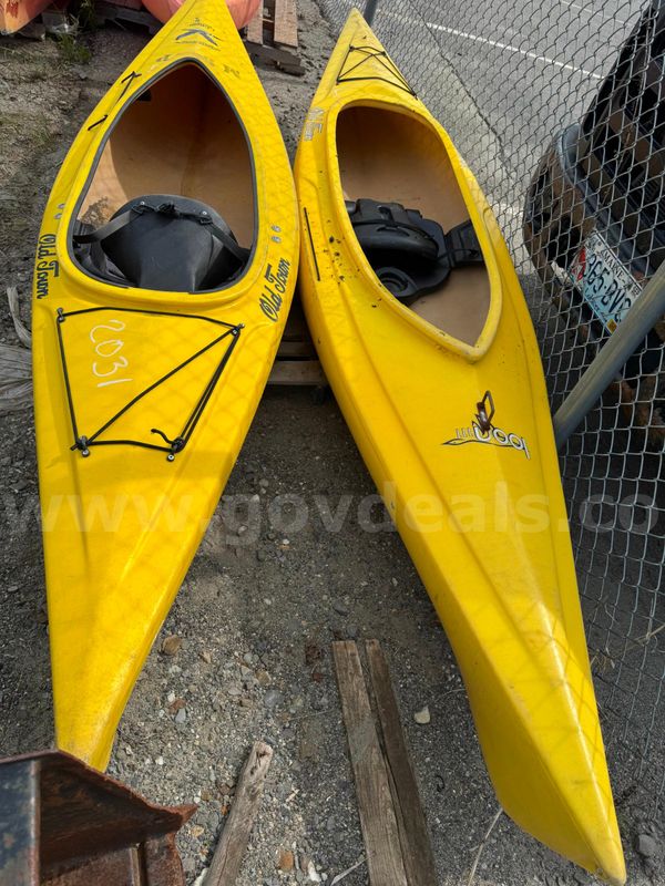 Lot of 2 – Old Town Loon 111 Sit-Inside Kayaks, Yellow, with Seats