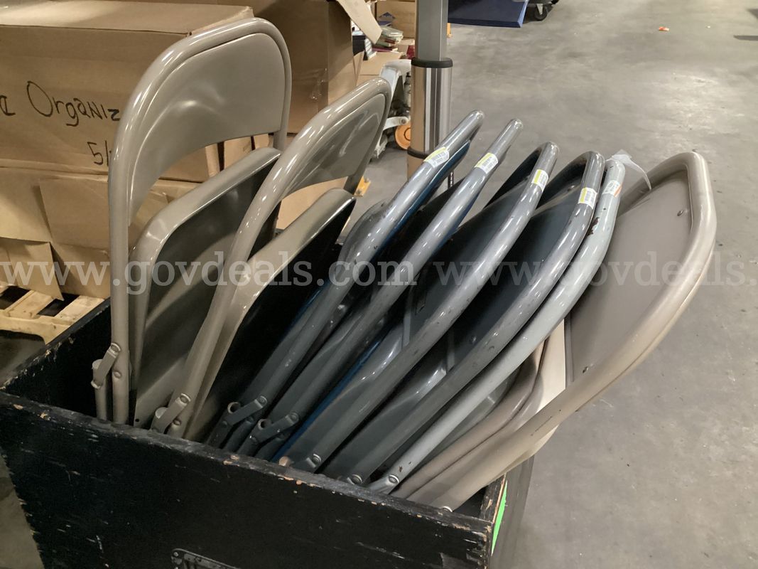 8 - Folding Metal Chairs. (Crate Not Included)