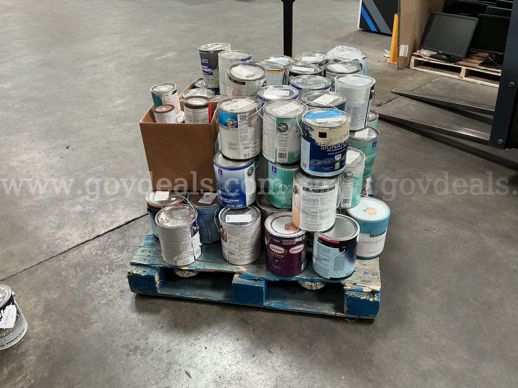 Pallet of Partial Cans of Paint