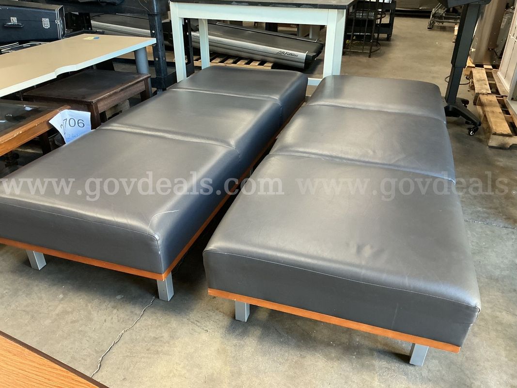 2 - Leather Upholstered Benches.