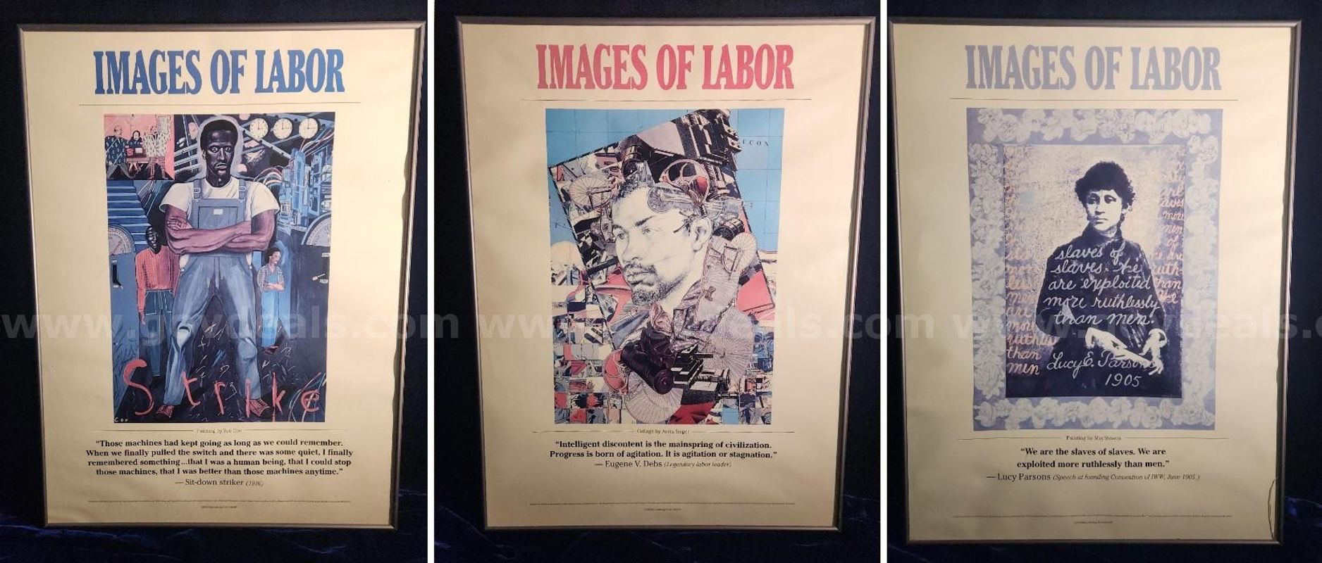 "Images of Labor" series. 3 framed poster set