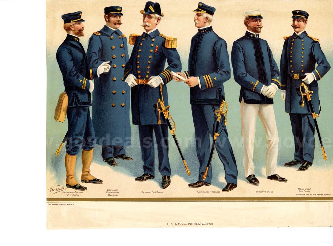 Lot of 4 U.S. Navy Uniform Prints