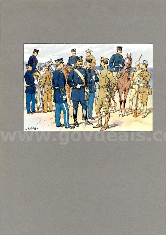 Lot of 7 American Military Uniform Prints