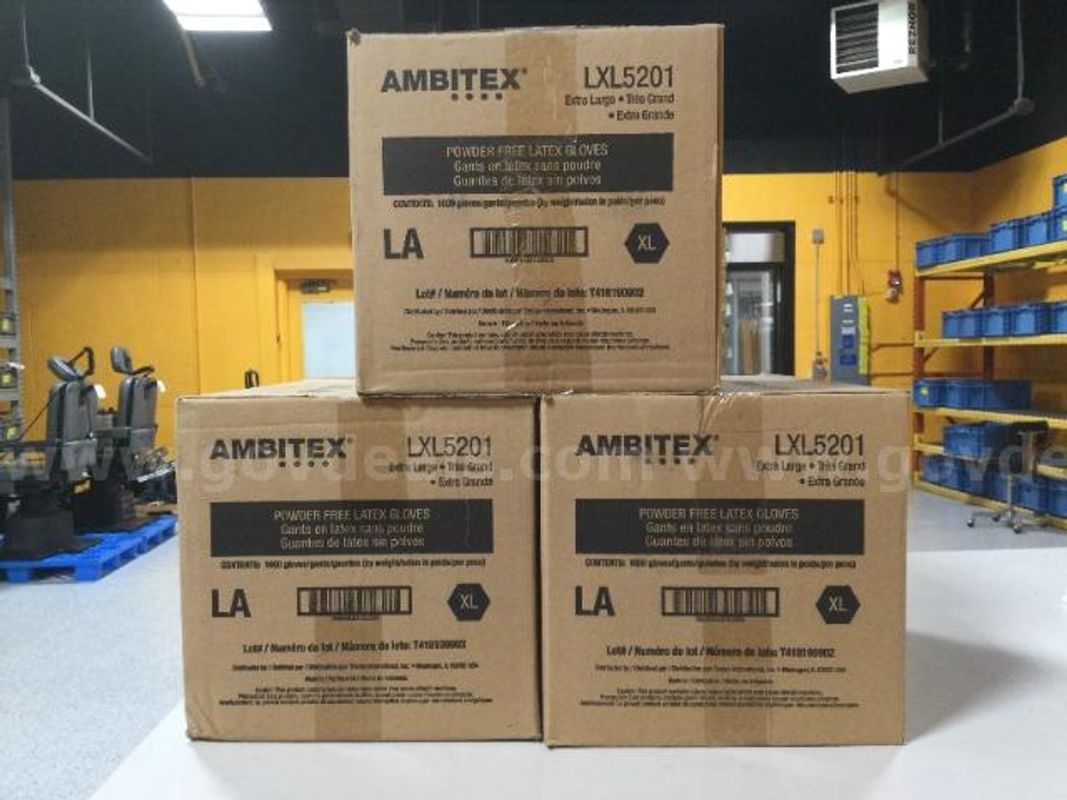 3 Cases of Ambitex LXL5201 XL Power Free Latex Gloves
