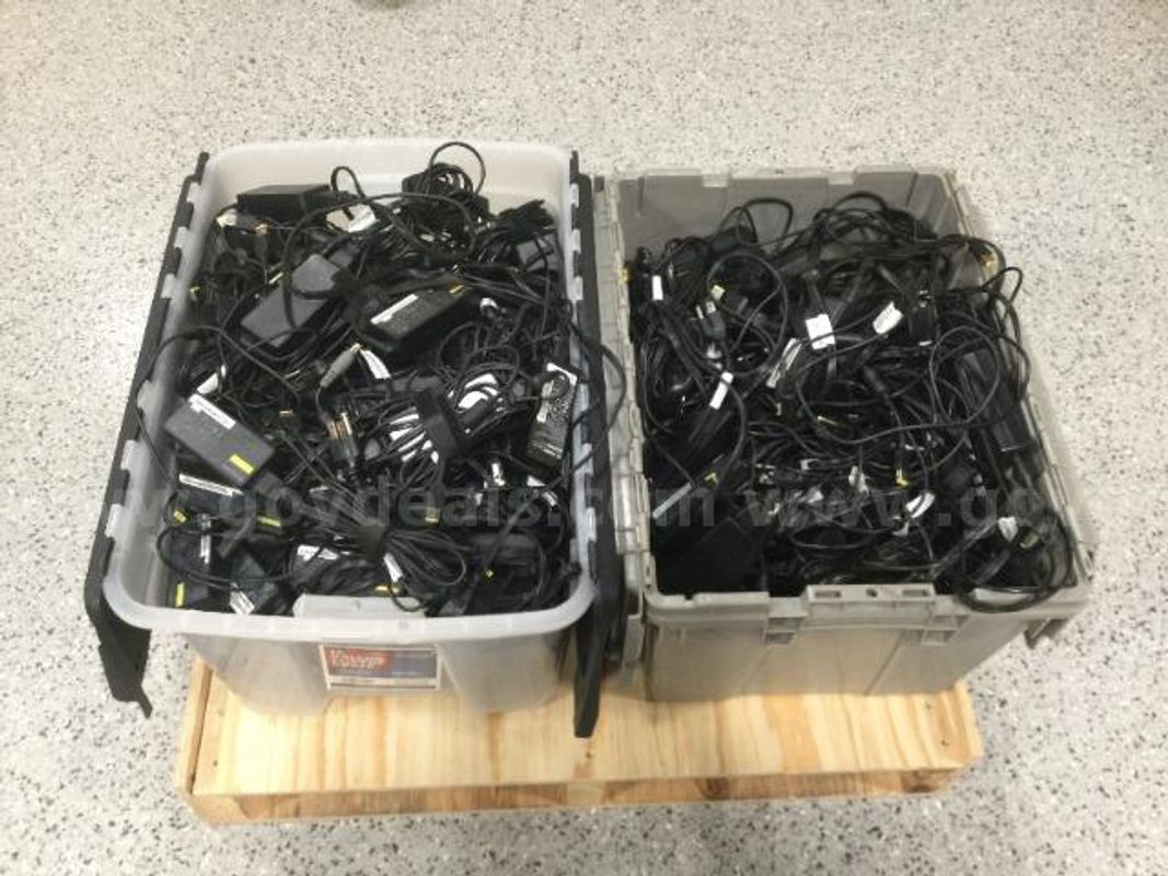 2 Totes of Various Power Adapters - Mostly Lenovo
