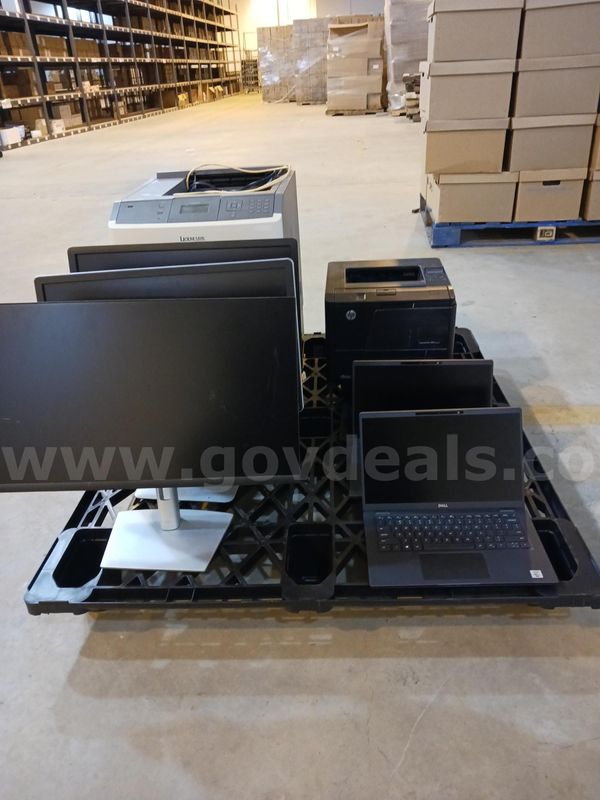 3 Dell Laptops, 2 Laser jet Printers, 3 Dell Monitors