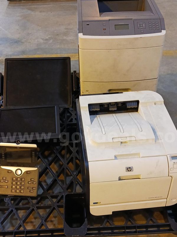 2 Laser Jet Printers; 2 Monitors; 1 Cisco Network VOIP Phone