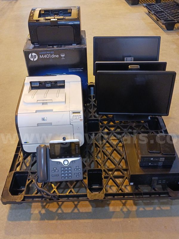 3 Desktop Computers, 3 Monitors, 3 Printers, 2 iPhones, 1 VOIP Phone