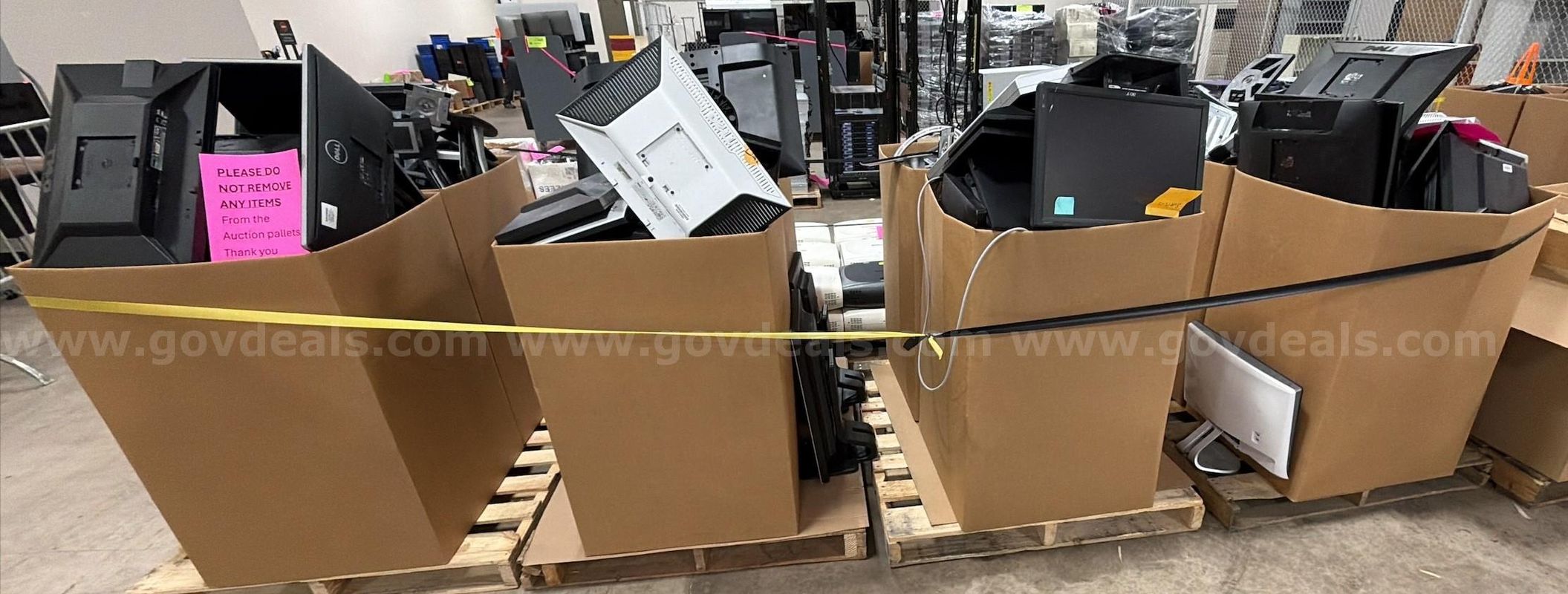 8 Bins of Monitors & Stands