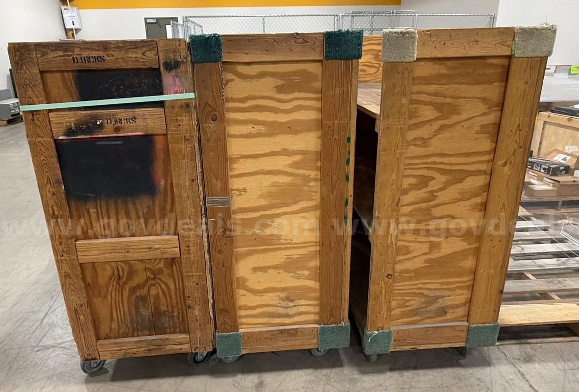 Lot of Wooden Rolling Storage Carts