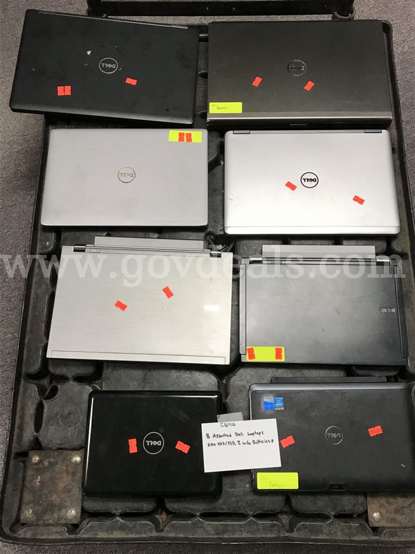 8 Assorted Dell Laptops **NO HDD/SSD, 2 w/o Batteries