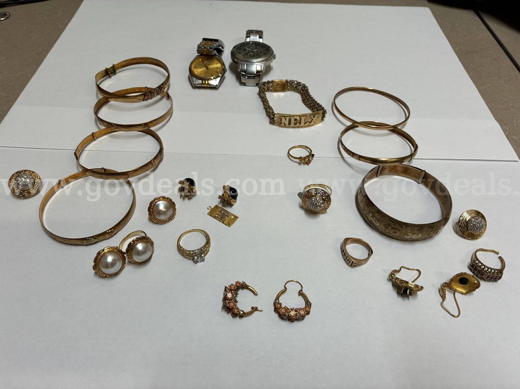 Misc. Gold tone bracelets, rings and earrings