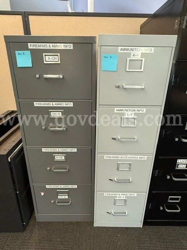 (2) 4 Drawer Filing Cabinets without Lock - Dark Gary