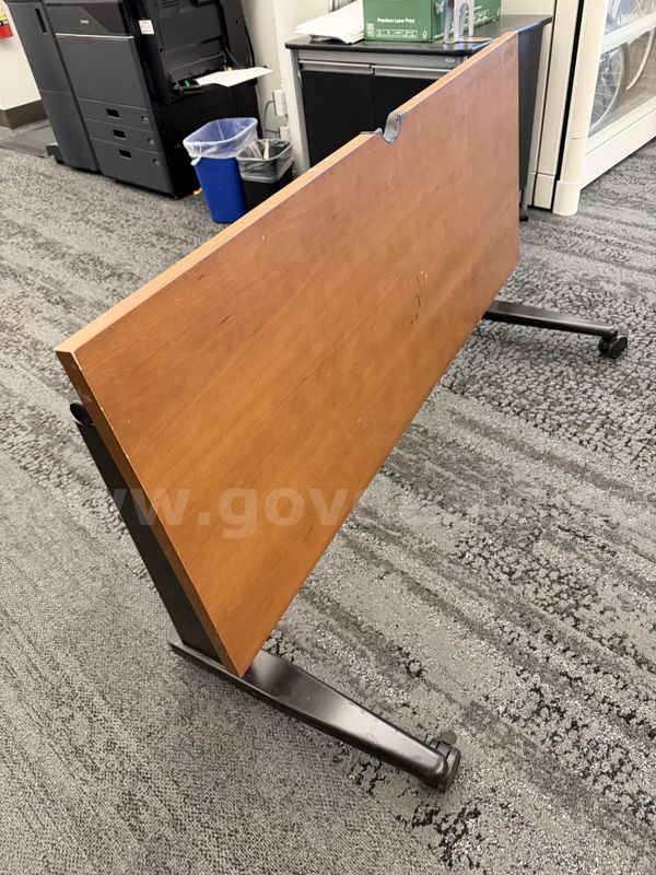 (2) Folding tables/desks with wheels/castors