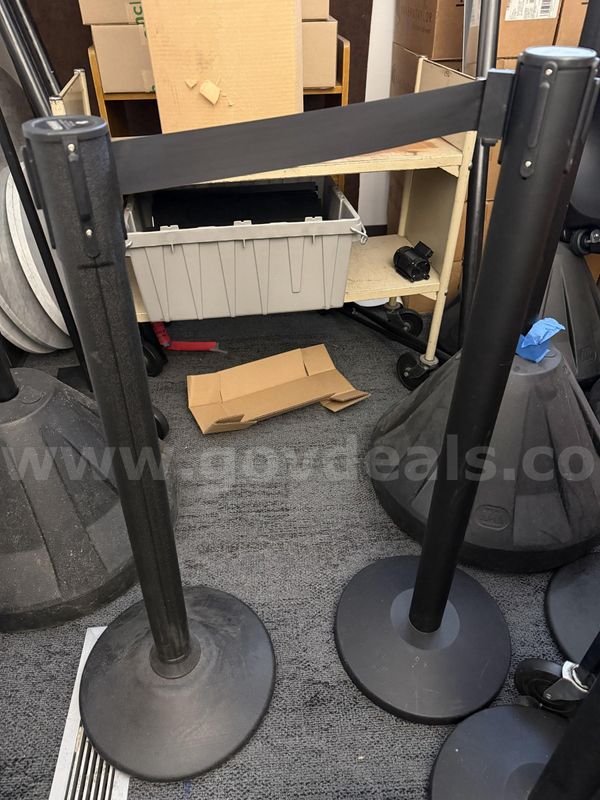 (10) Line/queue control stanchions poles with retractable barrier strip