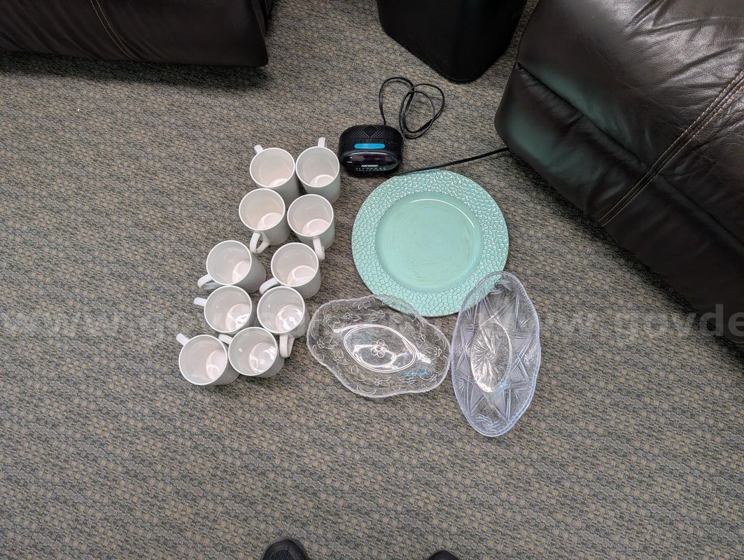 Household Items - mugs, dishes, alarm clock