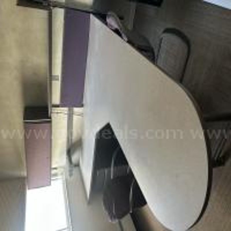 L-Shaped Desk in good condition and 2 filing cabinets and 2 chairs