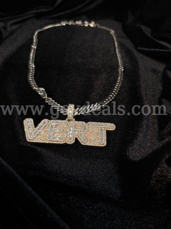 Custom 14K Yellow Gold and 14K White Gold Diamond Pendant with 10K White Gold Cuban link chain weighing 107.0 grams