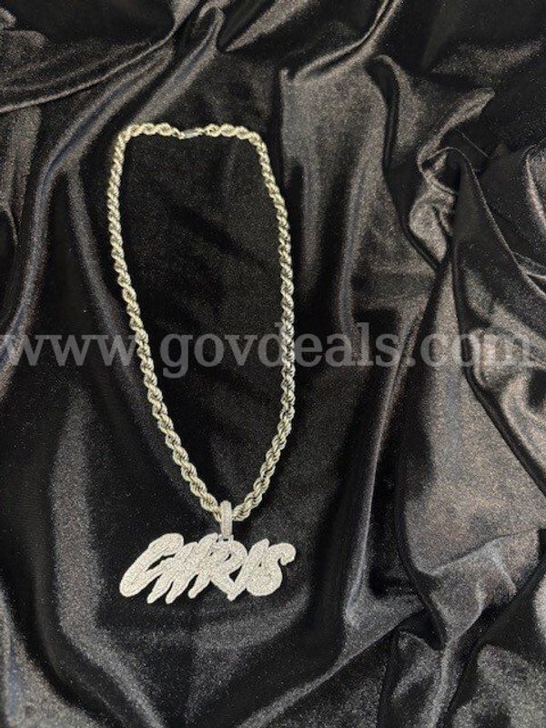 14k White Gold Pendant including 22” long 6.85mm Wide Rope Chain Weighing 105.1 grams