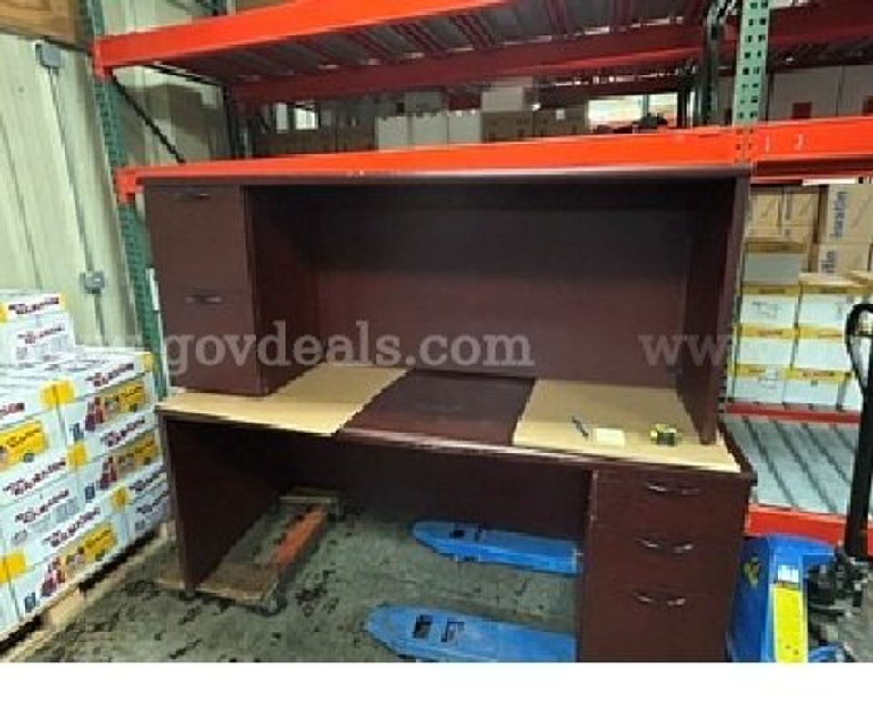 Desk, L-shaped with Cherry Finish