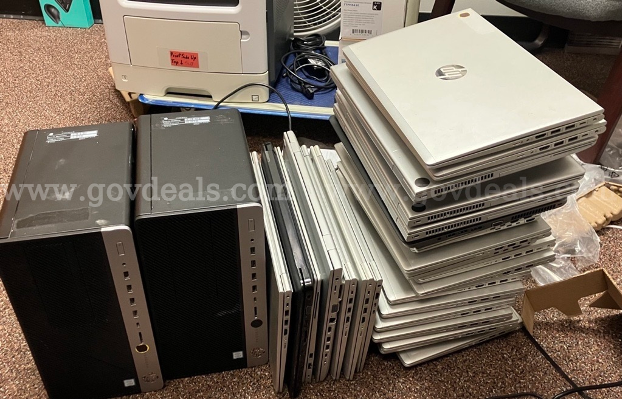 28 laptops, 2 desktops, 4 printers, 17 monitors.