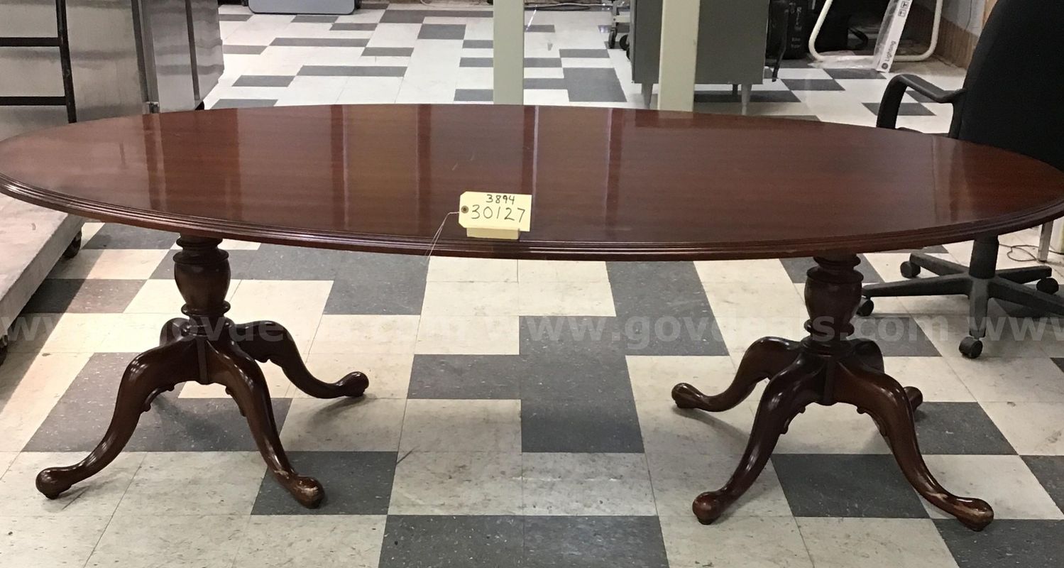 Large oval wood table, 95" x 48" x 29 1/2"