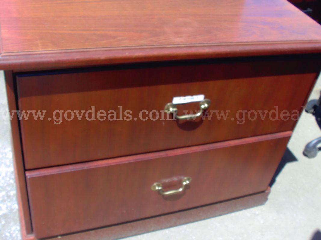 wood cabinet, wood desk and wood file cabinet