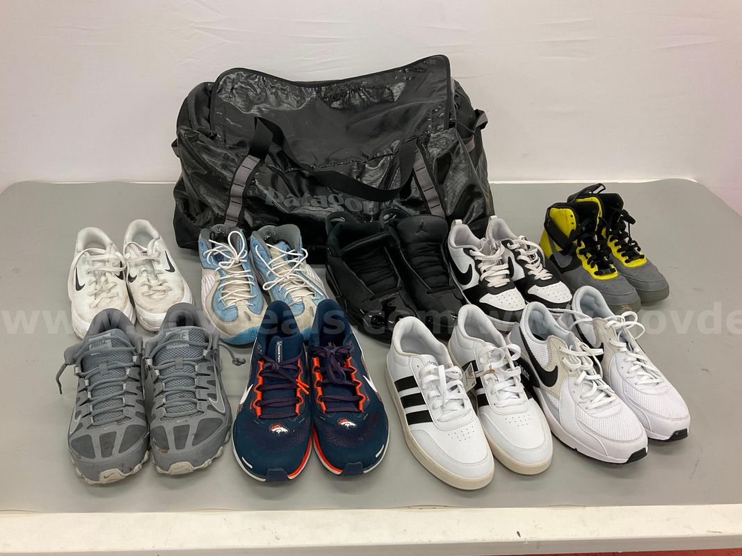 Patagonia Black Hole Duffel 90L with Tag and 9 - Shoes Labeled Nike, Jordan and Adidas