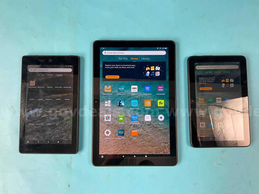 3 - Amazon Fire Tablets (Unlocked), All Power On