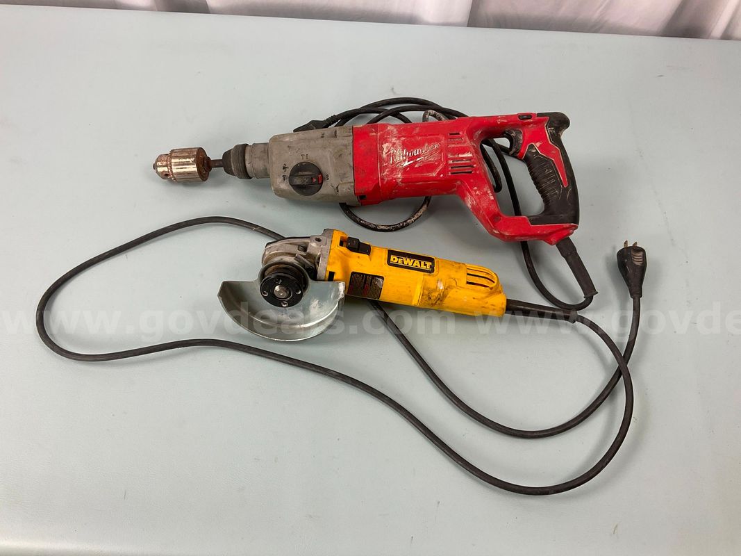 2 - Corded Power Tools From Milwaukee and DeWalt, Both Power On