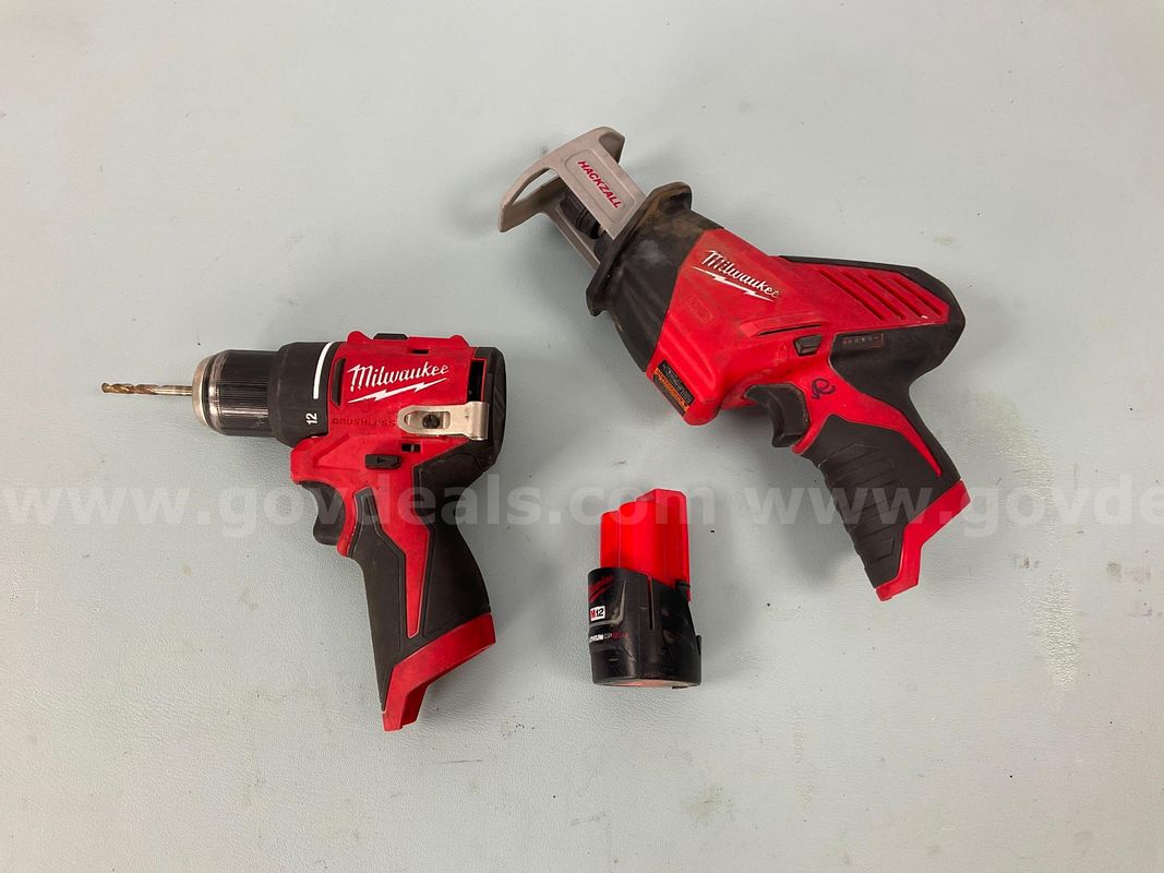 2 - Milwaukee Cordless Power Tools with 1- Battery, All Power On