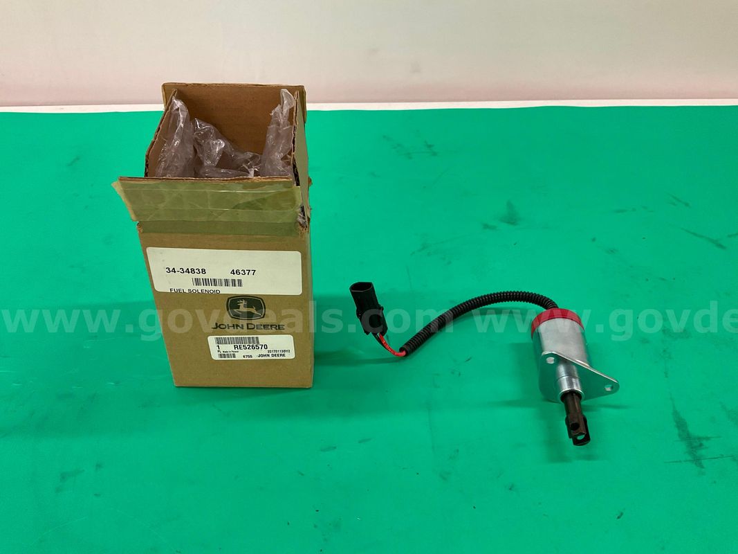 John Deere OEM 12VDC Fuel Solenoid Valve, Part #RE526570 with Packaging