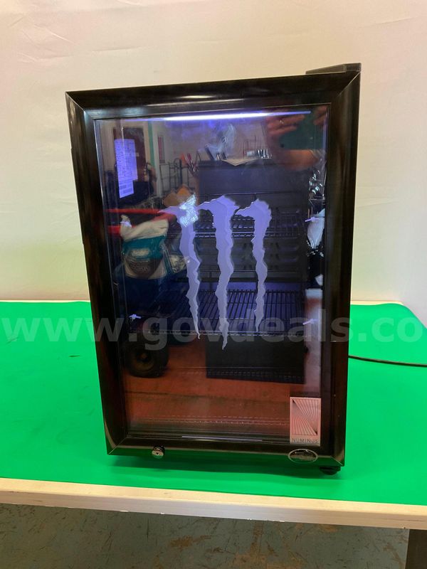 Promotional Mini Fridge, Model G-Style2 with Monster Energy Logo, Powers On (Damaged Trim)