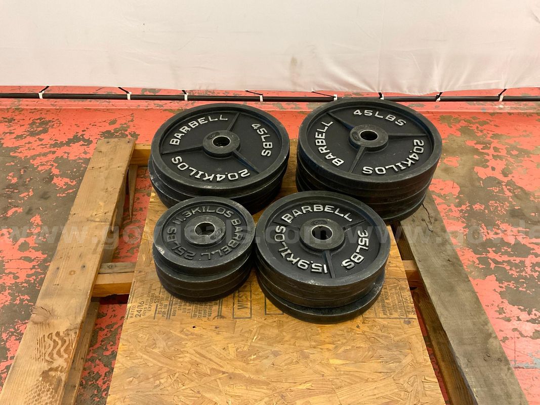 Lot of CAP Brand Olympic Weight Plates, 735 lbs Total Weight