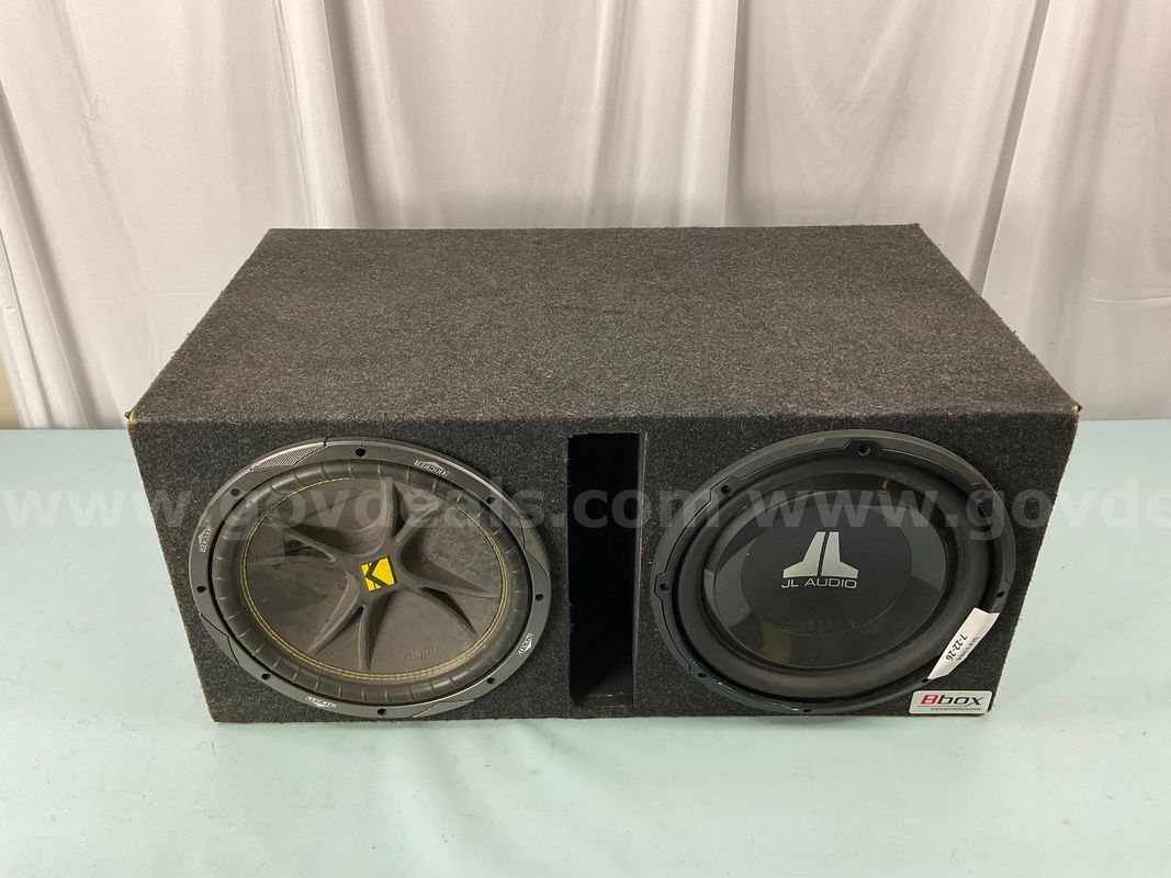 2 - 12" Subwoofers in Bbox Speaker Box: 1 - JL Audio & 1 - Kicker