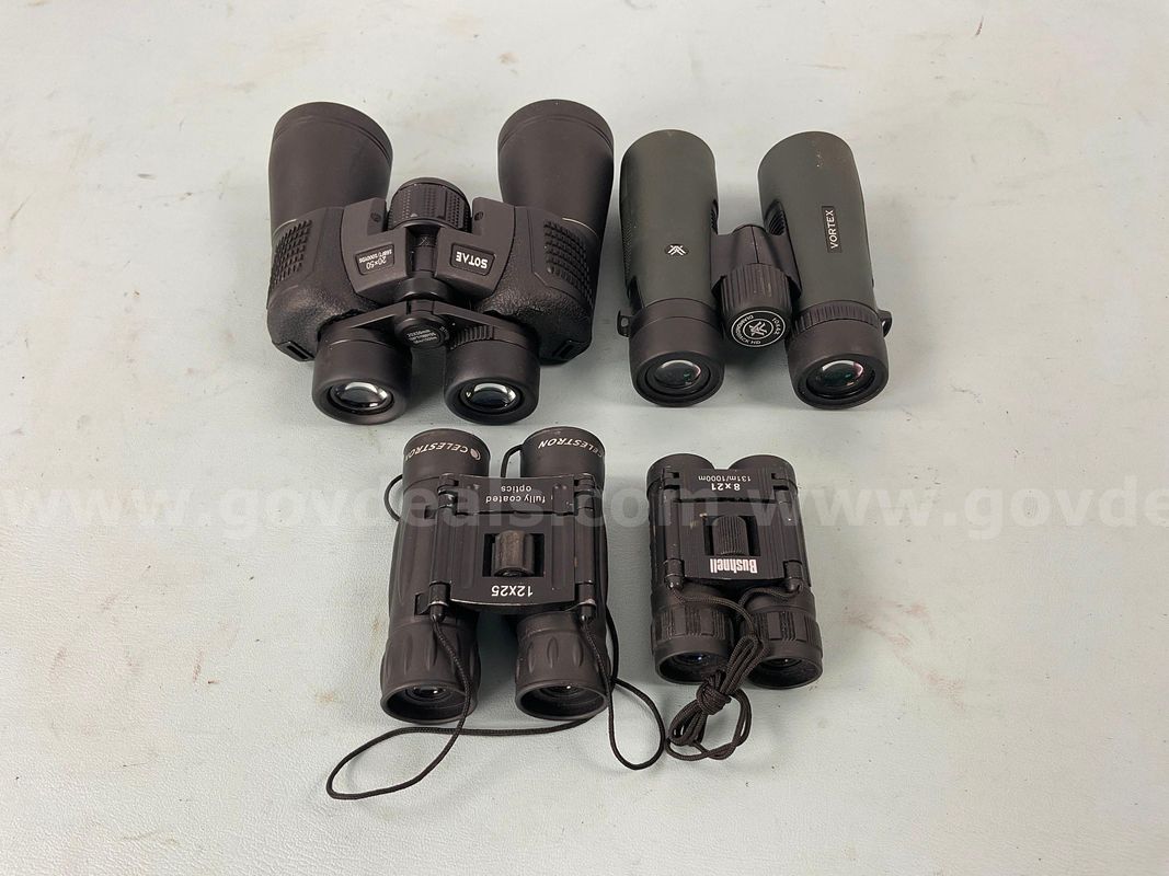 4 - Binoculars: Vortex Diamondback HD 10x42, Sotae 20x50, Bushnell 8x21 & Celestron 12x25