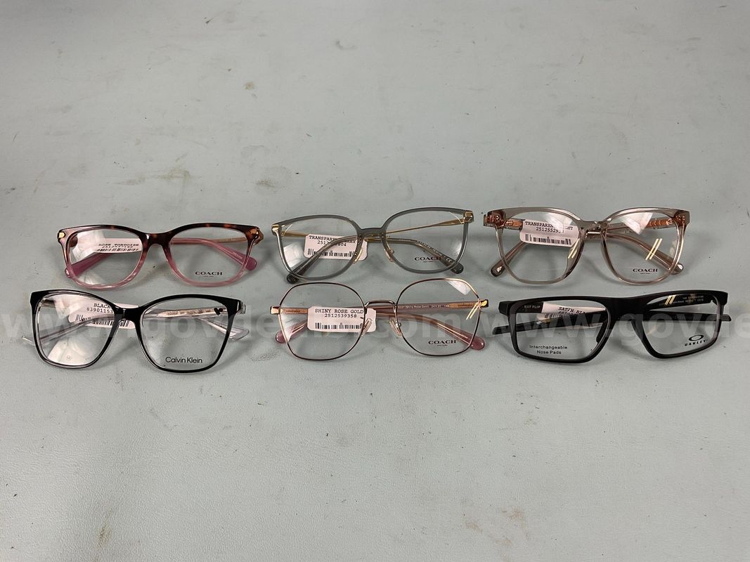 6 - Fashion Glasses With Tags, Labeled as 4 - Coach, Oakley & Calvin Klein